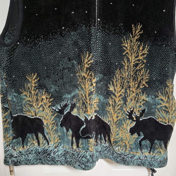 Mazmania Fleece Vest Women XLarge Moose Western Ranch Equestrian Black - Picture 3 of 9